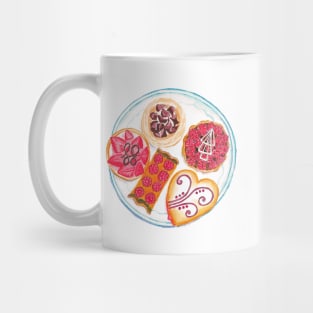 Cakes and Pastries Watercolour | Raspberry Tart | Meringue | Strawberry Tart | Puff Pastry Mug